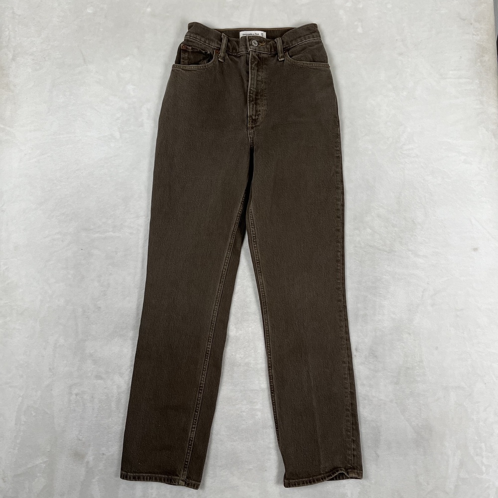 Abercrombie & Fitch 90s Straight Jeans Womens 25 Brown Ultra High Rise Denim
